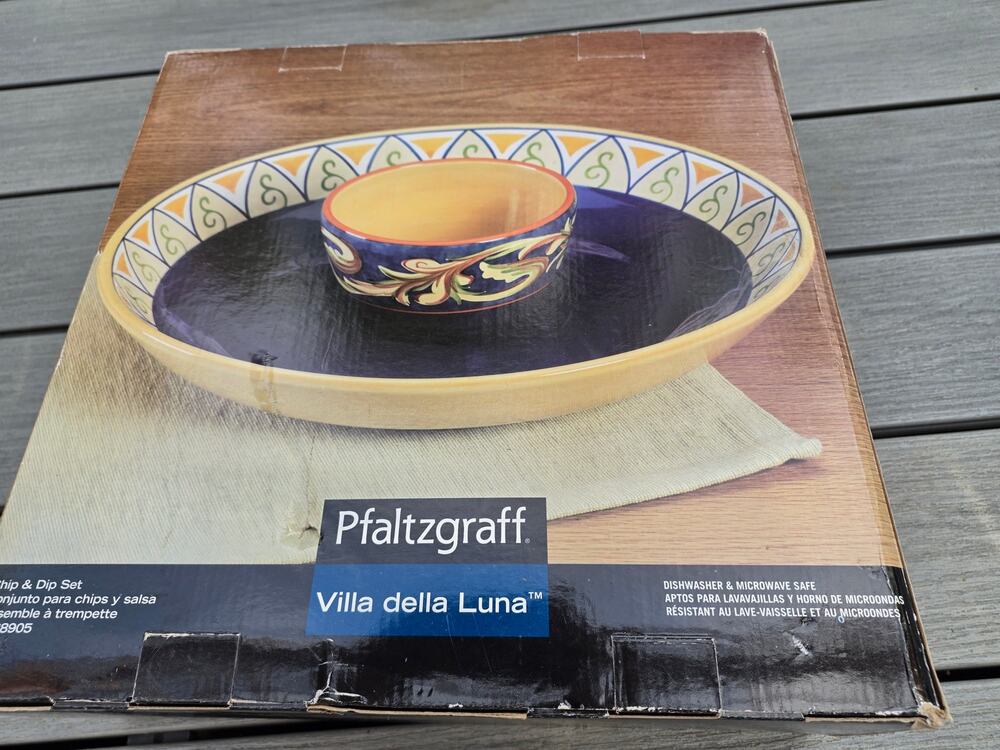 Pfaltzgraff Villa Della Luna 14" Chip and Dip Serving Set - 2 Piece Stoneware